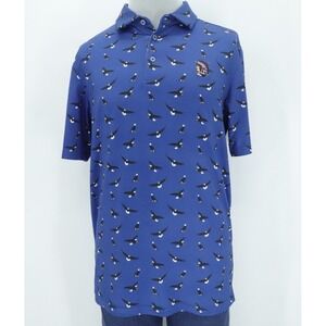 Shinnecock‎ Hills Golf Club Polo Mens Medium Blue Eagle Print Embroidered Logo